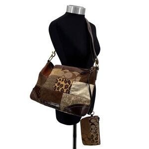 Vintage Y2K Coach Patchwork Shoulder Bag Hobo Handbag with Pouch F12842
